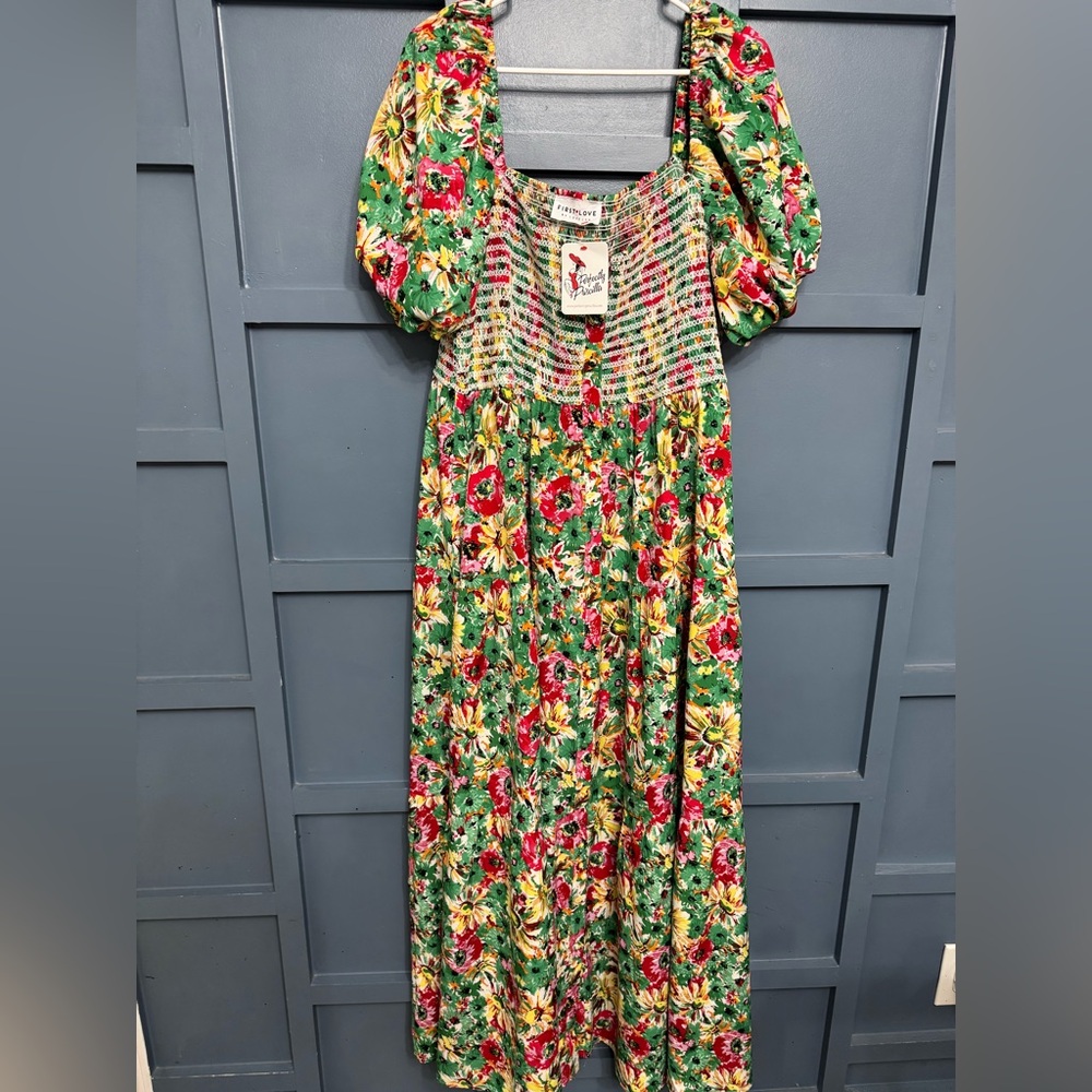 First Love Red and Green Smocked Sundress